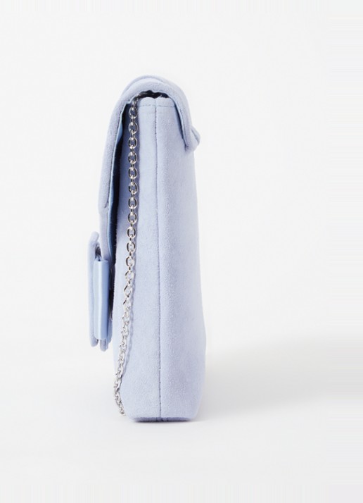Phase Eight Clutch van suède met afneembare schouderriem - detail 3 lichtblauw