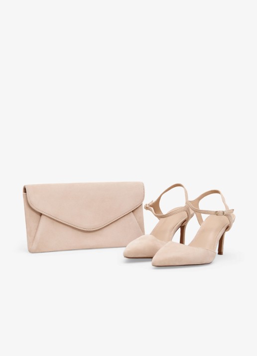 Phase Eight Clutch van suède met afneembare schouderriem - detail 4 creme