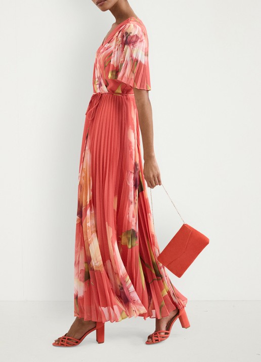 Phase Eight Clutch van suède met afneembare schouderriem - voorkant 2 oranje
