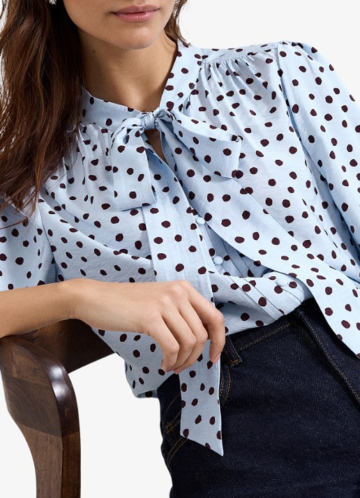 Phase Eight Coco blouse met stippenprint - detail 6 donkerblauw