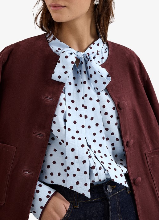 Phase Eight Coco blouse met stippenprint - detail 7 donkerblauw