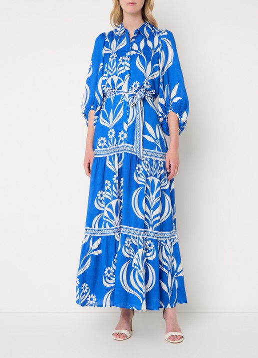 Phase Eight Coralie maxi blousejurk met print en strikceintuur