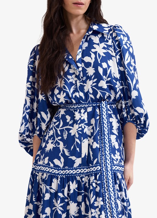 Phase Eight Coralie maxi jurk met bloemenprint - detail 2 donkerblauw