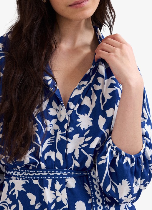 Phase Eight Coralie maxi jurk met bloemenprint - detail 3 donkerblauw