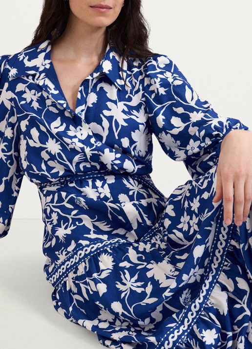 Phase Eight Coralie maxi jurk met bloemenprint - detail 4 donkerblauw