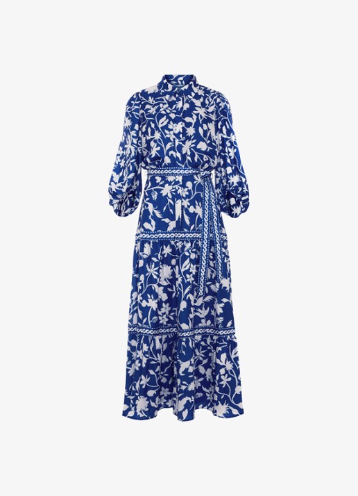Phase Eight Coralie maxi jurk met bloemenprint - voorkant 7 donkerblauw