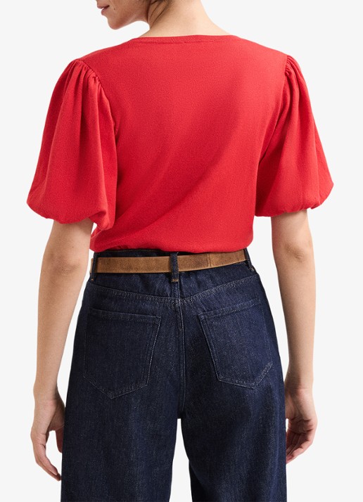 Phase Eight Courtney top met pofmouw - achterkant koraalrood