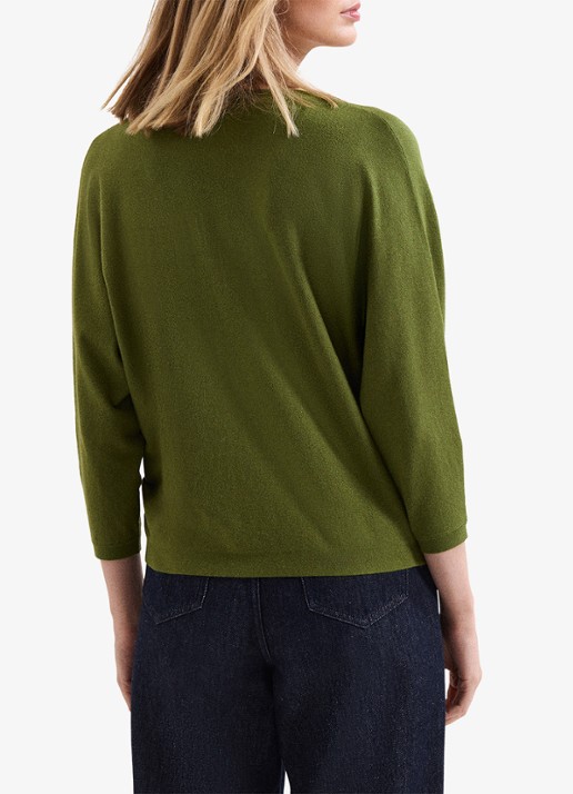 Phase Eight Cristine fijngebreid vest met vleermuismouw - achterkant groen