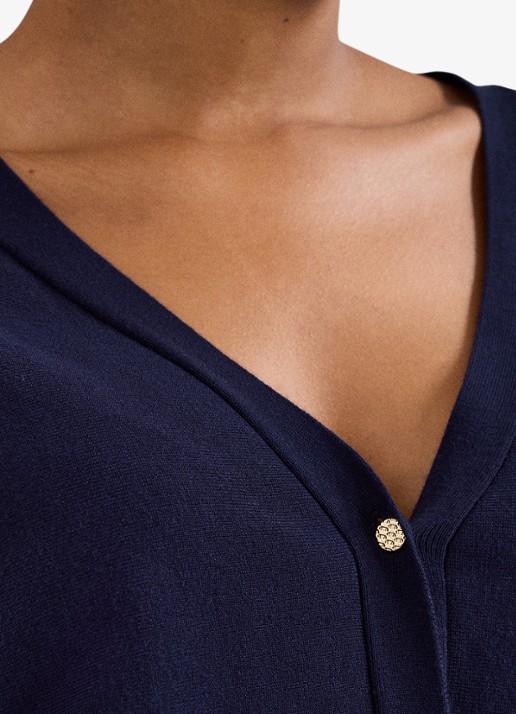 Phase Eight Cristine fijngebreid vest met vleermuismouw - detail 7 donkerblauw