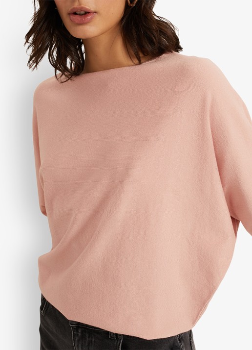 Phase Eight Cristine fijngebreide top met boothals - detail 2 roze