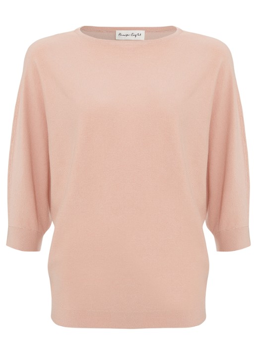 Phase Eight Cristine fijngebreide top met boothals - voorkant 6 roze