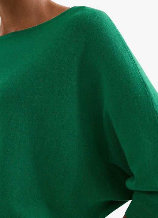 Phase Eight Cristine fijngebreide trui met boothals - detail 3 groen