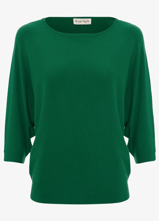 Phase Eight Cristine fijngebreide trui met boothals - voorkant 5 groen