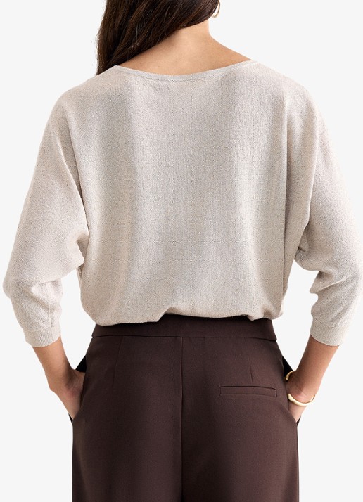 Phase Eight Cristine fijngebreide trui met pailletten - achterkant 6 beige