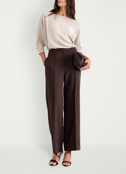 Phase Eight Cristine fijngebreide trui met pailletten - voorkant 8 beige