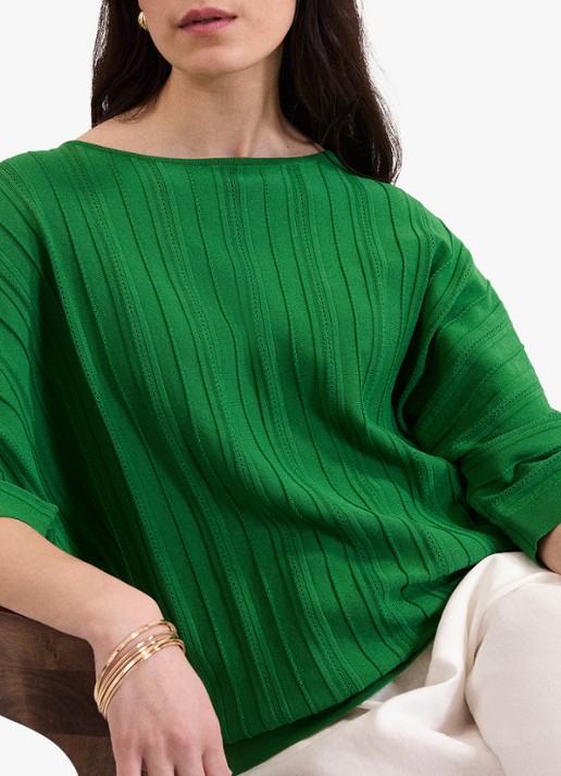 Phase Eight Cristine ribgebreide trui met ronde hals - detail 5 groen