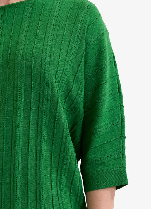 Phase Eight Cristine ribgebreide trui met ronde hals - detail 6 groen