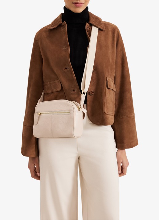 Phase Eight Crossbodytas van leer - detail 5 ivoor