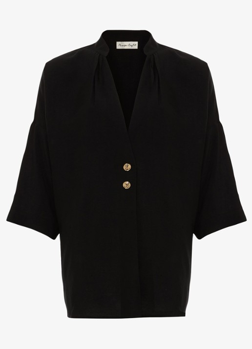 Phase Eight Cynthia Button oversized blouse - voorkant zwart
