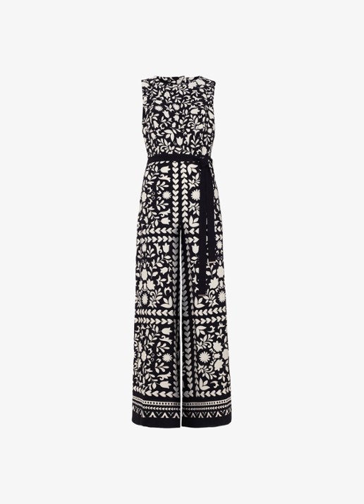 Phase Eight Cyra wide fit jumpsuit met bloemenprint en strikceintuur