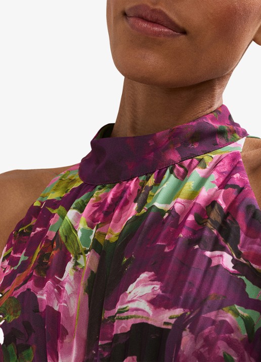 Phase Eight Dahlia maxi jurk met bloemenprint - detail 5 donkerroze