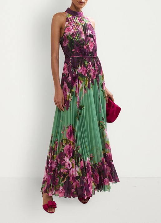 Phase Eight Dahlia maxi jurk met bloemenprint - detail 8 donkerroze