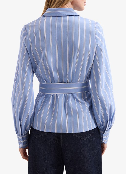Phase Eight Dakota blouse met streepprint en strikceintuur - achterkant 8 donkerblauw