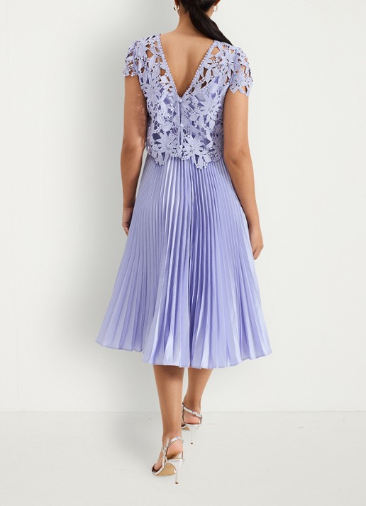 Phase Eight Dana midi jurk met plooidetail - achterkant 3 lavendel