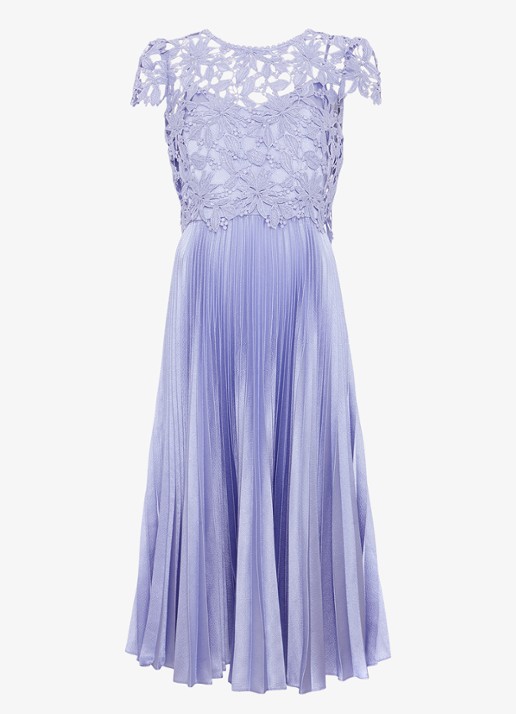 Phase Eight Dana midi jurk met plooidetail - voorkant lavendel