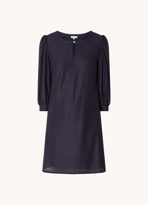 Phase Eight Dannie mini jurk met structuur en keyhole - voorkant 4 donkerblauw