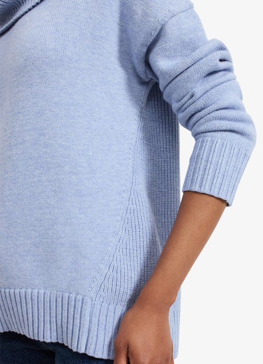 Phase Eight Dara grofgebreide trui met col en stretch - detail 7 donkerblauw
