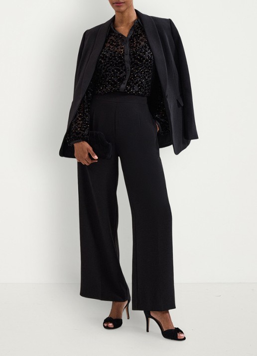 Phase Eight Della semi-transparante blouse met flockprint - detail 4 zwart