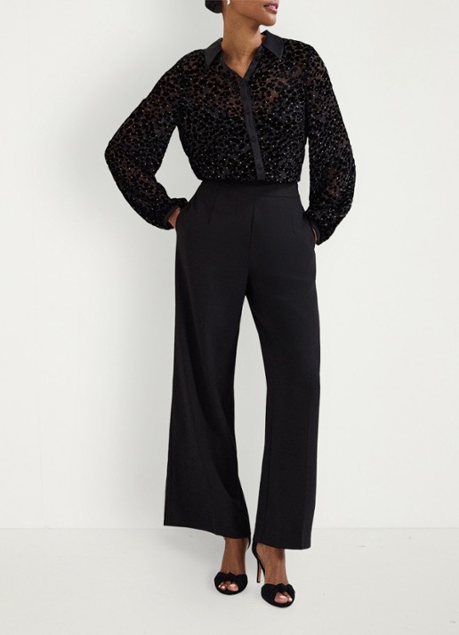 Phase Eight Della semi-transparante blouse met flockprint - voorkant 8 zwart