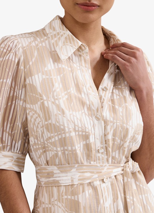Phase Eight Delphine midi blousejurk met print en pofmouw - detail 3 creme