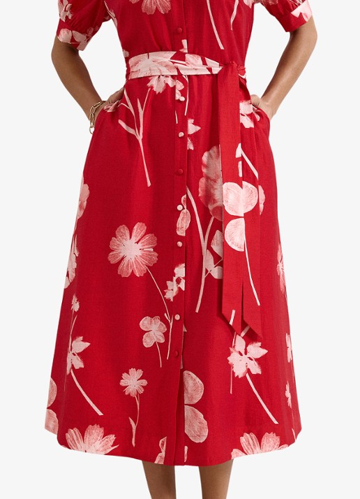 Phase Eight Delphine midi jurk met bloemenprint - detail 4 rood