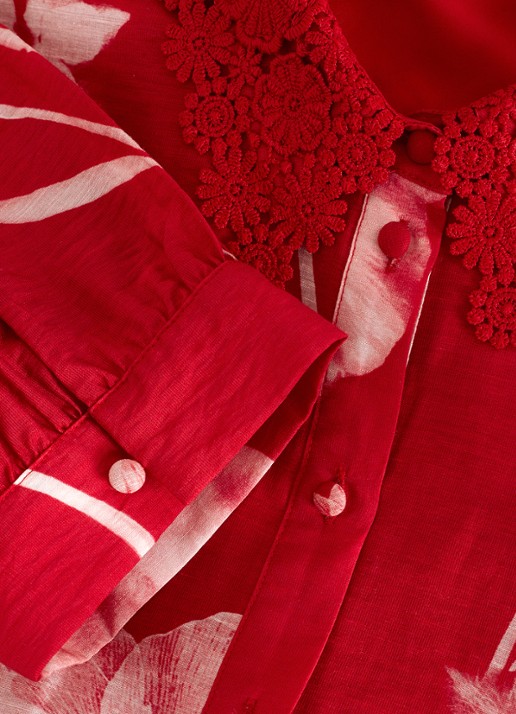 Phase Eight Delphine midi jurk met bloemenprint - detail 6 rood