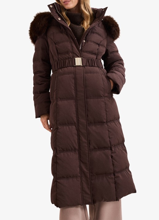 Phase Eight Dixie puffer jas met afneembare imitatiebontkraag