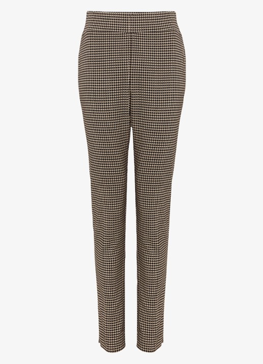 Phase Eight Donna high waist tapered fit pantalon met print - voorkant camel