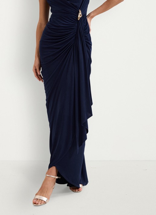 Phase Eight Donna maxi jurk met gedrapeerd detail - detail 7 donkerblauw
