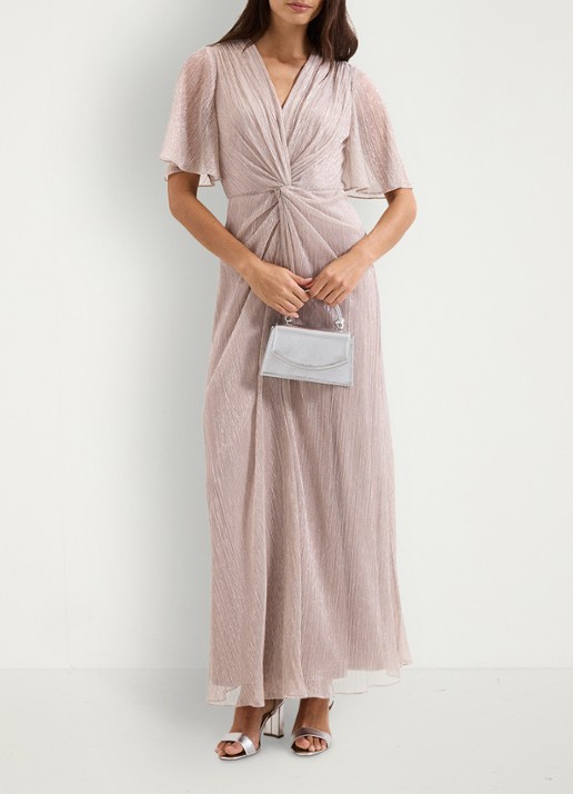Phase Eight Dorinda maxi jurk met lurex - voorkant 2 oudroze
