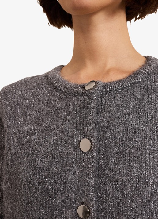 Phase Eight Eden fijngebreid vest met pailletten - detail 6 grijs