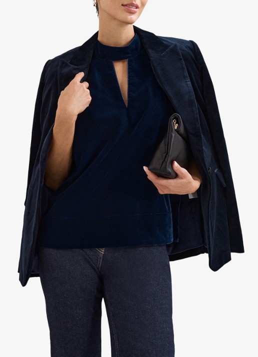 Phase Eight Eilish top van fluweel - detail 8 donkerblauw