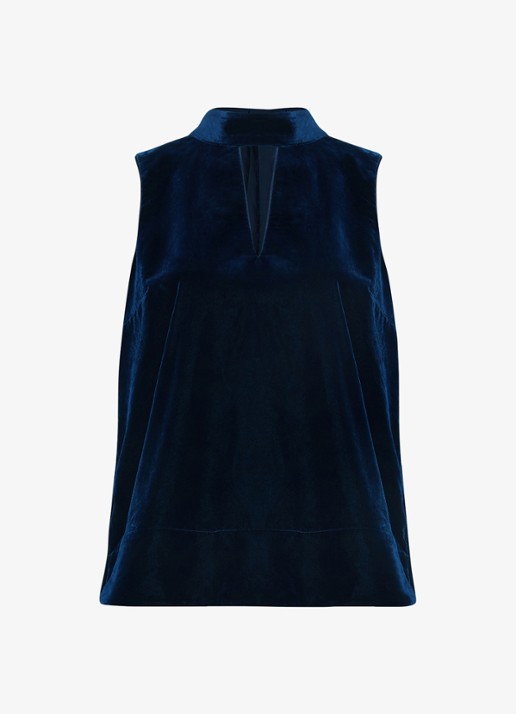 Phase Eight Eilish top van fluweel - voorkant 2 donkerblauw