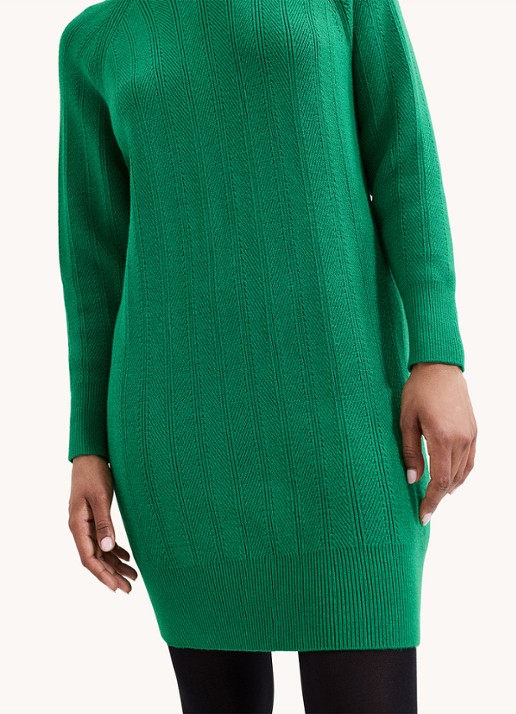 Phase Eight Eleana grofgebreide midi trui-jurk met vleermuismouw - detail 6 groen