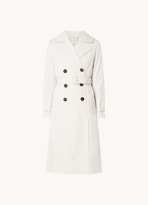 Phase Eight Eleanor double-breasted trenchcoat met ceintuur - voorkant gebroken wit