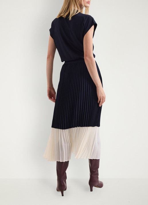 Phase Eight Eleanor midi rok met plooien - achterkant 8 donkerblauw