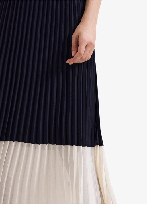 Phase Eight Eleanor midi rok met plooien - detail 4 donkerblauw