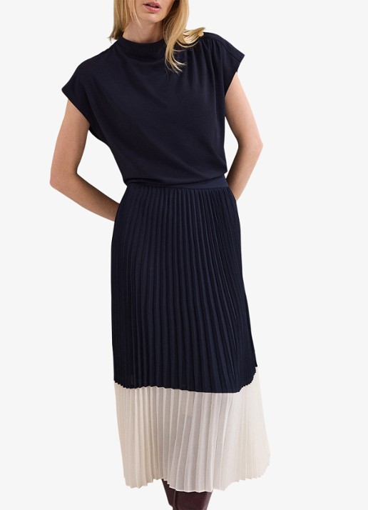 Phase Eight Eleanor midi rok met plooien - detail 5 donkerblauw