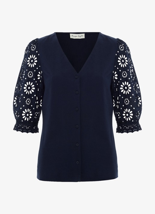 Phase Eight Eleanor top met broderie en V-hals