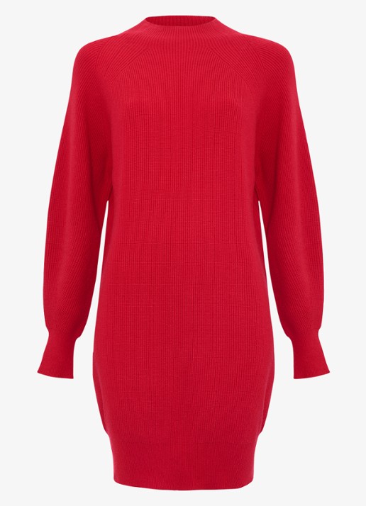Phase Eight Eliana mini fijngebreide trui-jurk   - voorkant rood